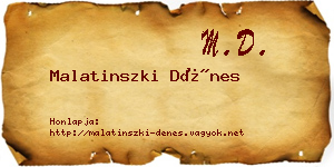Malatinszki Dénes névjegykártya