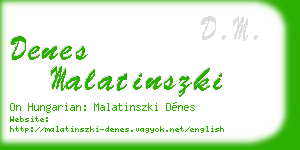 denes malatinszki business card